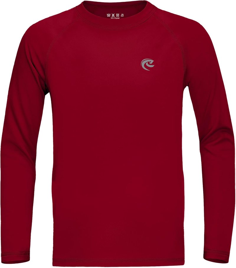 Boys UPF 50+ Swim Shirt - Long Sleeve UV Sun Protection Rash Guard | Youth SPF Water Shirts for Beach & Surf