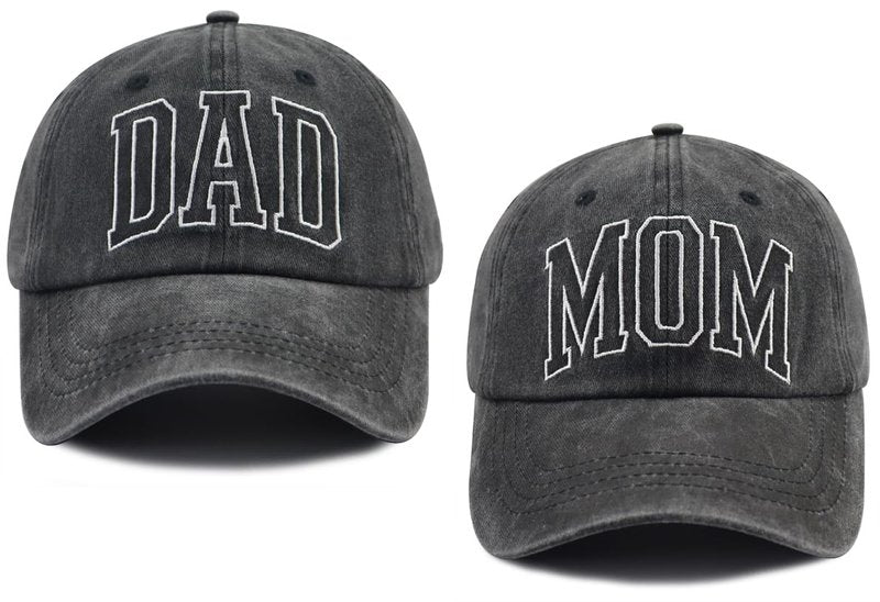Mjanmqwtb Mom and Dad Hats, Couples Matching Outfits for Men Women, Funny Parents Baseball Cap, Christmas Thanksgiving Birthday Gifts for Dad Mom Wife Husband Black