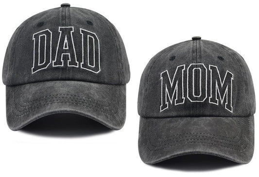 Mjanmqwtb Mom and Dad Hats, Couples Matching Outfits for Men Women, Funny Parents Baseball Cap, Christmas Thanksgiving Birthday Gifts for Dad Mom Wife Husband Black