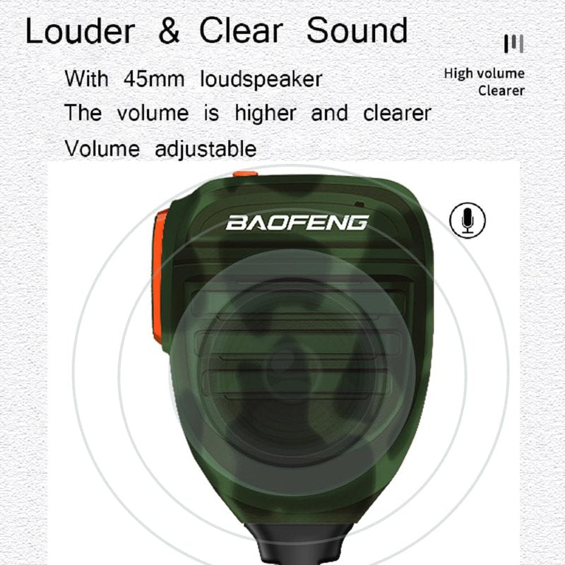 BAOFENG BF-F8HP Waterproof Microphone Speaker for Radio Handheld Mic Upgrade of Original BF Mic for GMRS GM-5RH 2Pin K Mic Camo Compatible with UV-K5 GRMS GM-5RH Radio