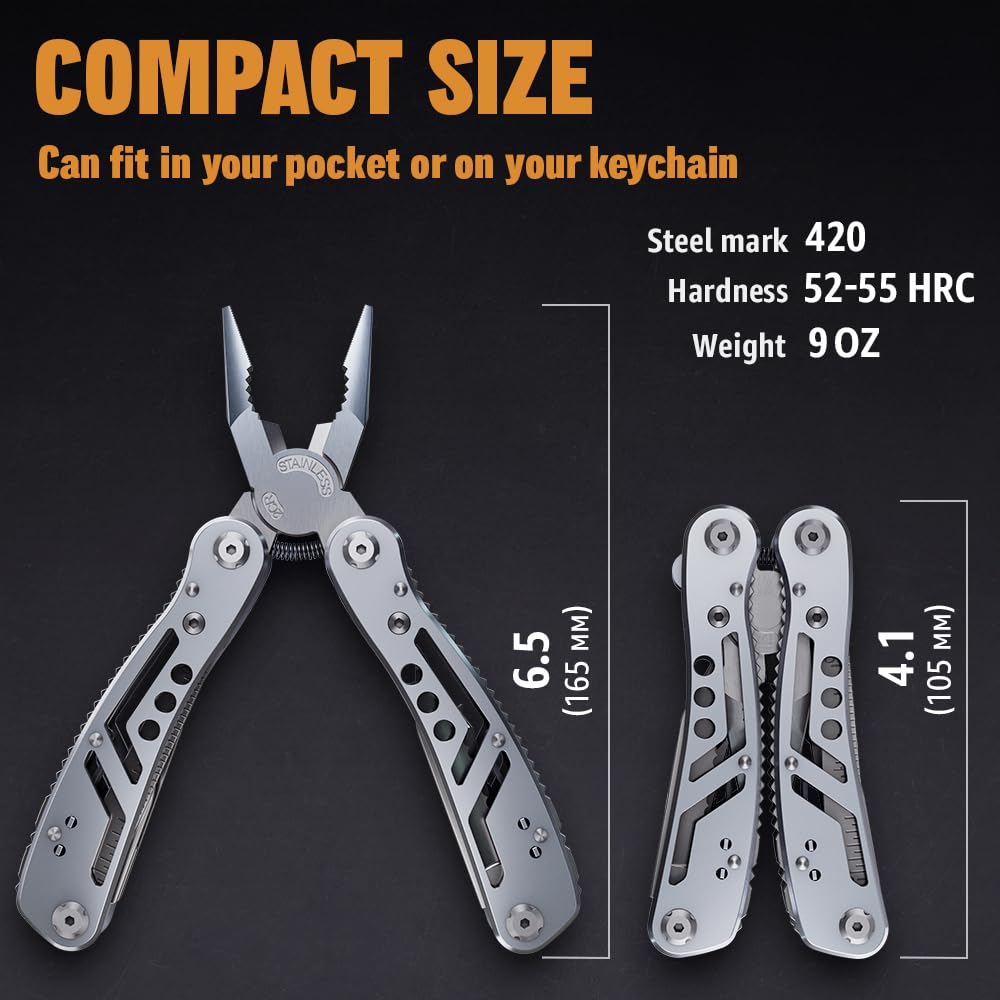 Multitool 24-in-1 with Mini Tools Knife Pliers and 11 Bits - Multi Tool All in One Multi Function Gear for Men Best Multi-tool Kit for Work EDC Camping Backpacking Survival - Great Gift for Men 2238