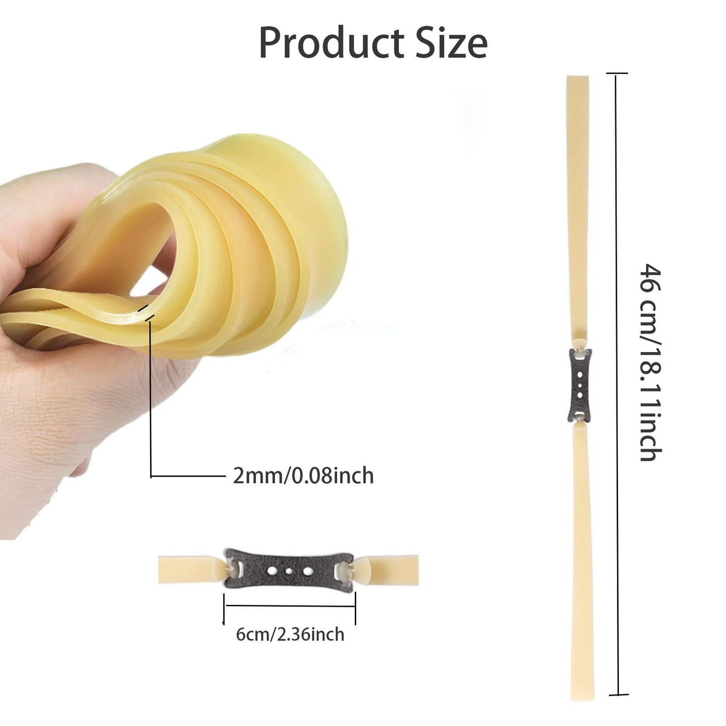 2mm Thickened Flat Slingshot Bands Replacement, High Elasticity Natural Slingshot Latex Bands, Heavy Duty Hunting Slingshot Rubber Band, Orange
