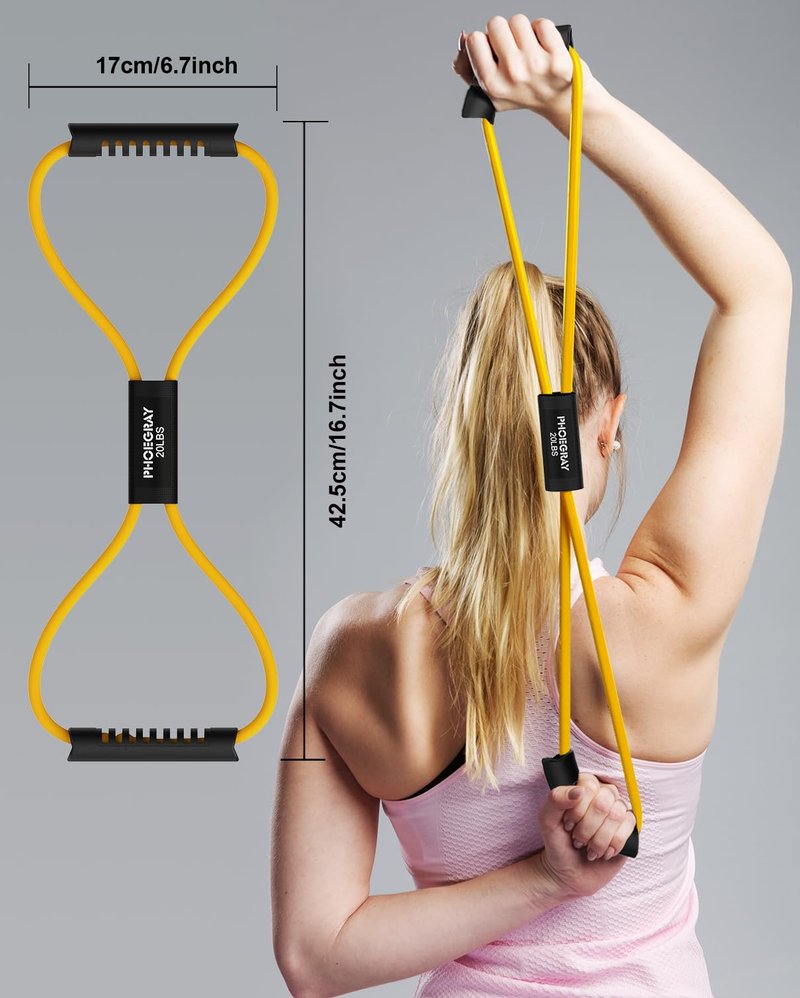 12 Pack Figure 8 Resistance Bands Set - Exercise Bands for Back, Arms, Shoulders & Legs - Ideal for Stretching, Physical Therapy, Yoga, Pilates - Home Gym Equipment for Women & Men (20LBS)