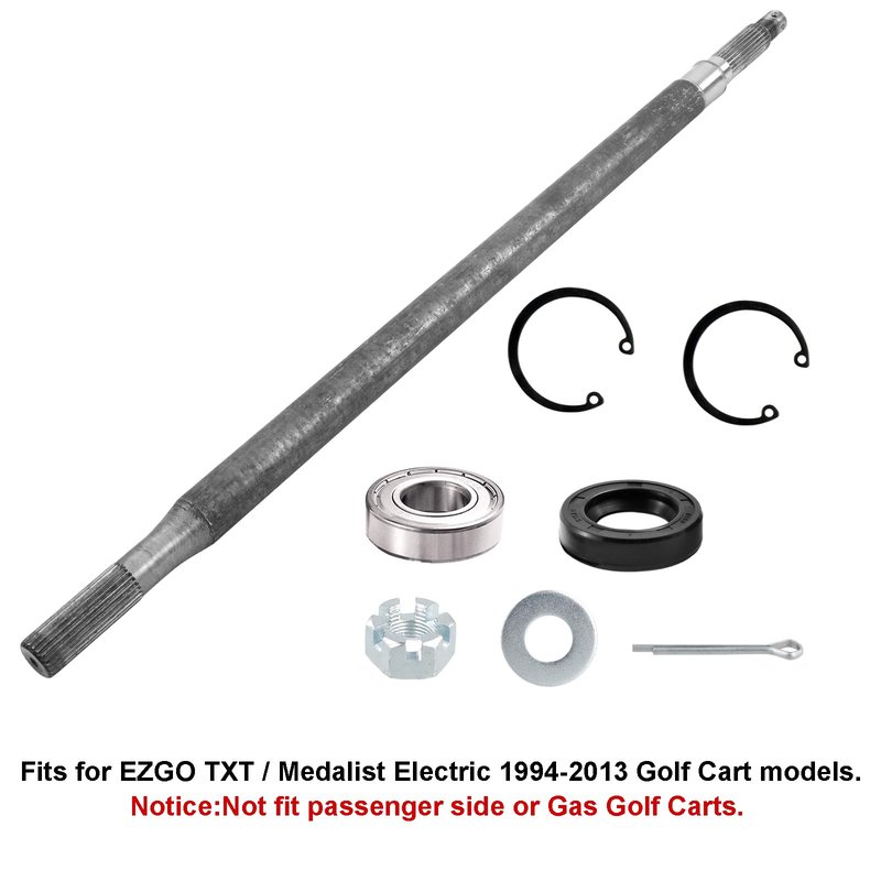 Roykaw Rear Axle Shaft with Bearing Seal Kit for 1994-up Electric TXT/Medalist, 2005-up 4/6 Passenger Shuttle, ST Express, ST Sport, Replaces OEM # 20377-G11, Driver Side, 23-7/8" Length