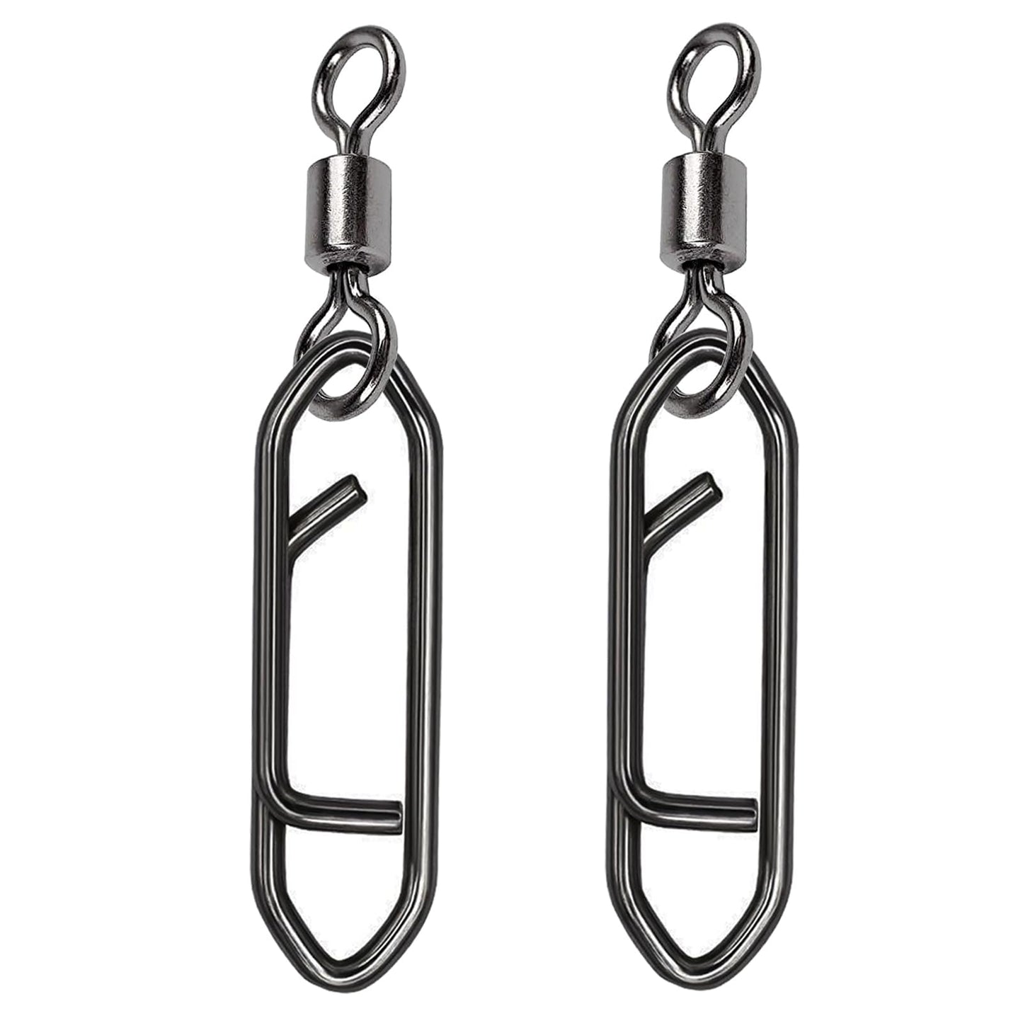 QISHUO Stainless Steel Fishing Swivels Lure Tackle Clips Snap Swivels Strength Barrel Saltwater Swivel Fishing Rolling Black Nickel, 50pcs, 54lbs