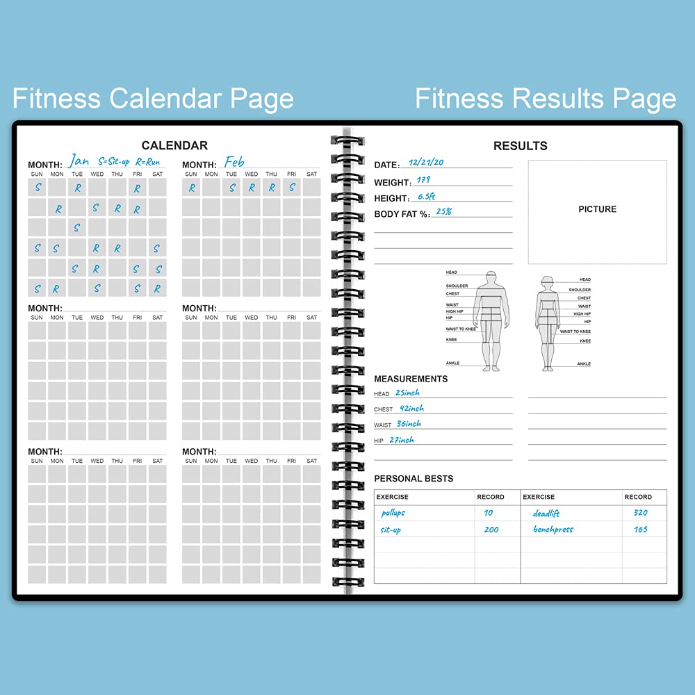 Workout Log for Women & Men - A5 Fitness Planner/Journal to Track Weight Loss, Workout Journal for GYM, Bodybuilding Progress - Daily Health & Wellness Tracker, Black