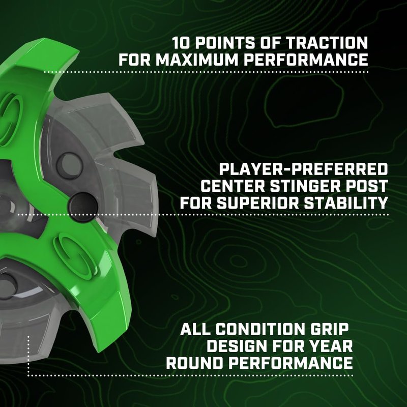 Softspikes Tour Flex Pro Golf Cleats Fast Twist 3.0-18 Replacement Spikes - Green/Charcoal - Also Fits Tri-Lok, Slim-Lok, and Tour Lock Cleat Insert Systems