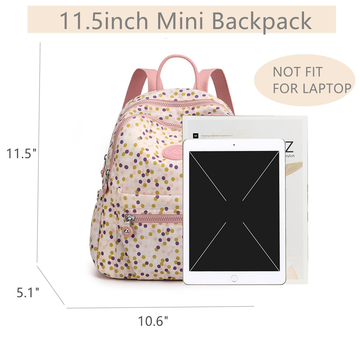 Tanweibago Mini Nylon Women Backpacks,11L Small Ladies backpacks Casual Lightweight Women Shopping Travel Daypack (A-Black White)