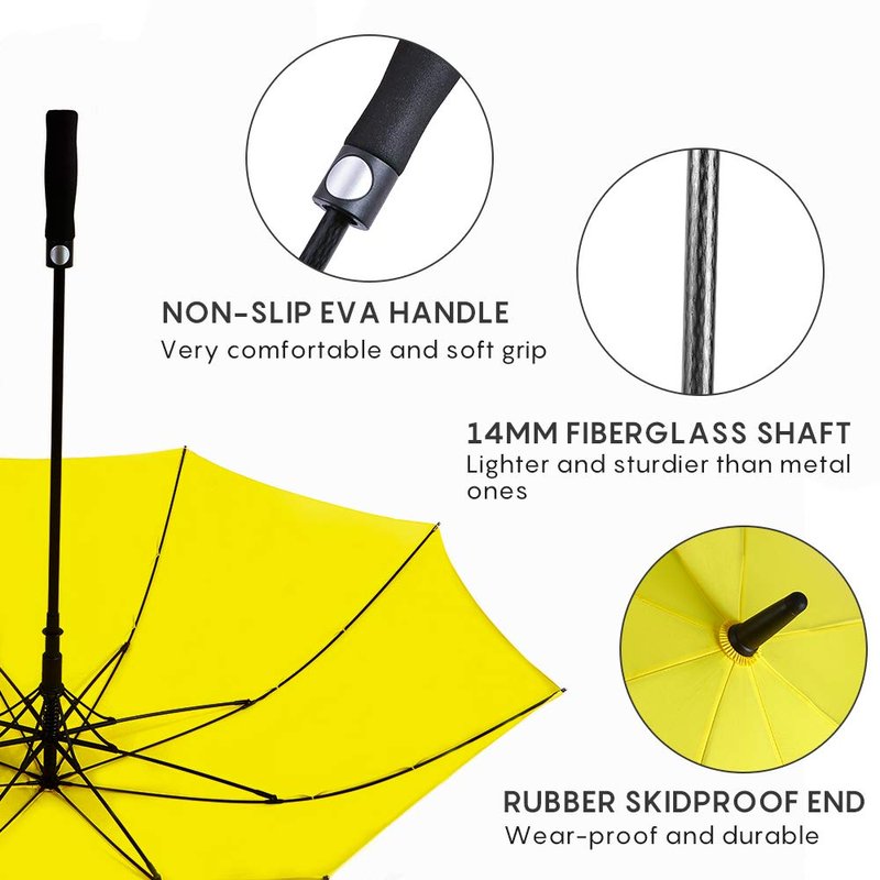RUMBRELLA Golf Umbrella Windproof UV Umbrellas Large UPF 50+ Auto Open 55IN, Bright Yellow