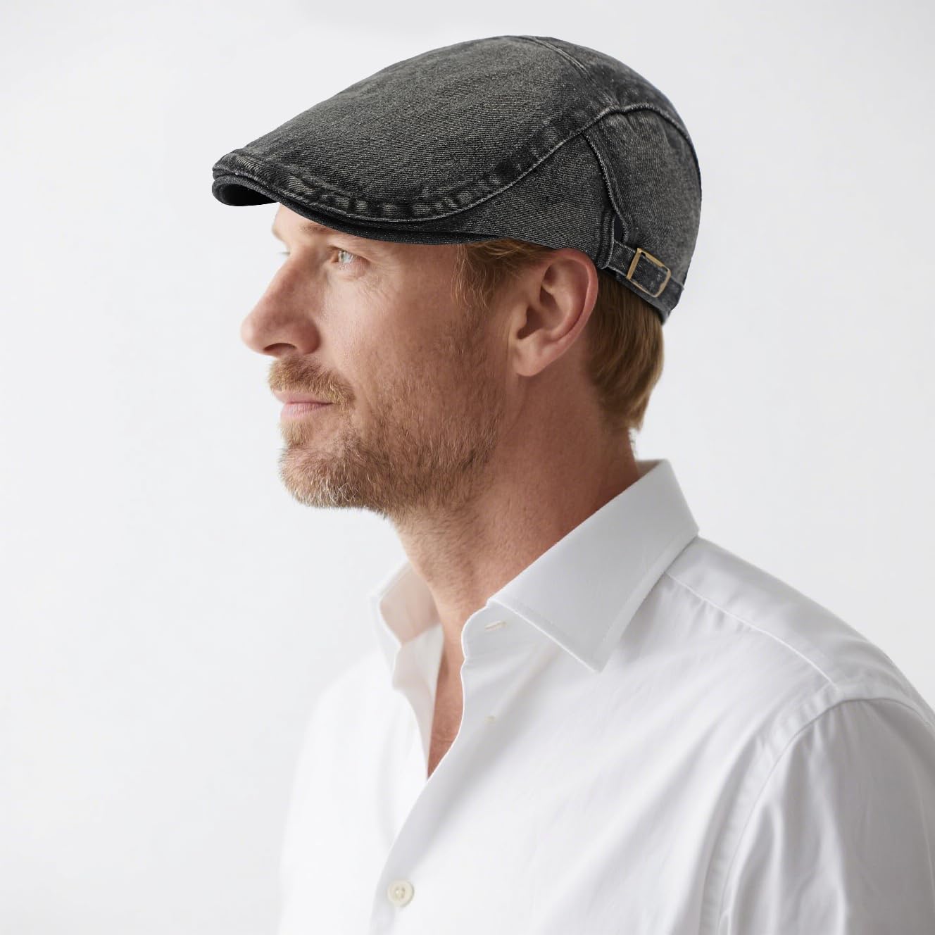 Newsboy Cap for Men Adjustable Flat Ivy Gatsby Cabbie Driving Hat Breathable Denim Cotton Golf Cap