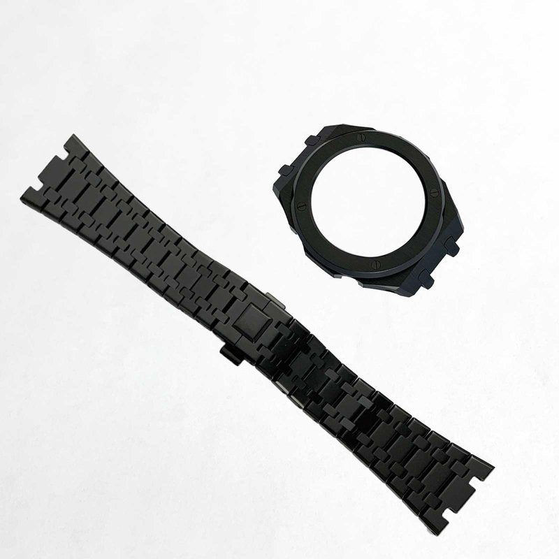 SRDZ Ga2100 Band Case Strap Mod Kit,Round Ring Metal Bezel 316L Steel Modify Custom Parts Compatible With Casioak G-shock Ga-2100/Ga-2110/GAB-2100 (Silver)