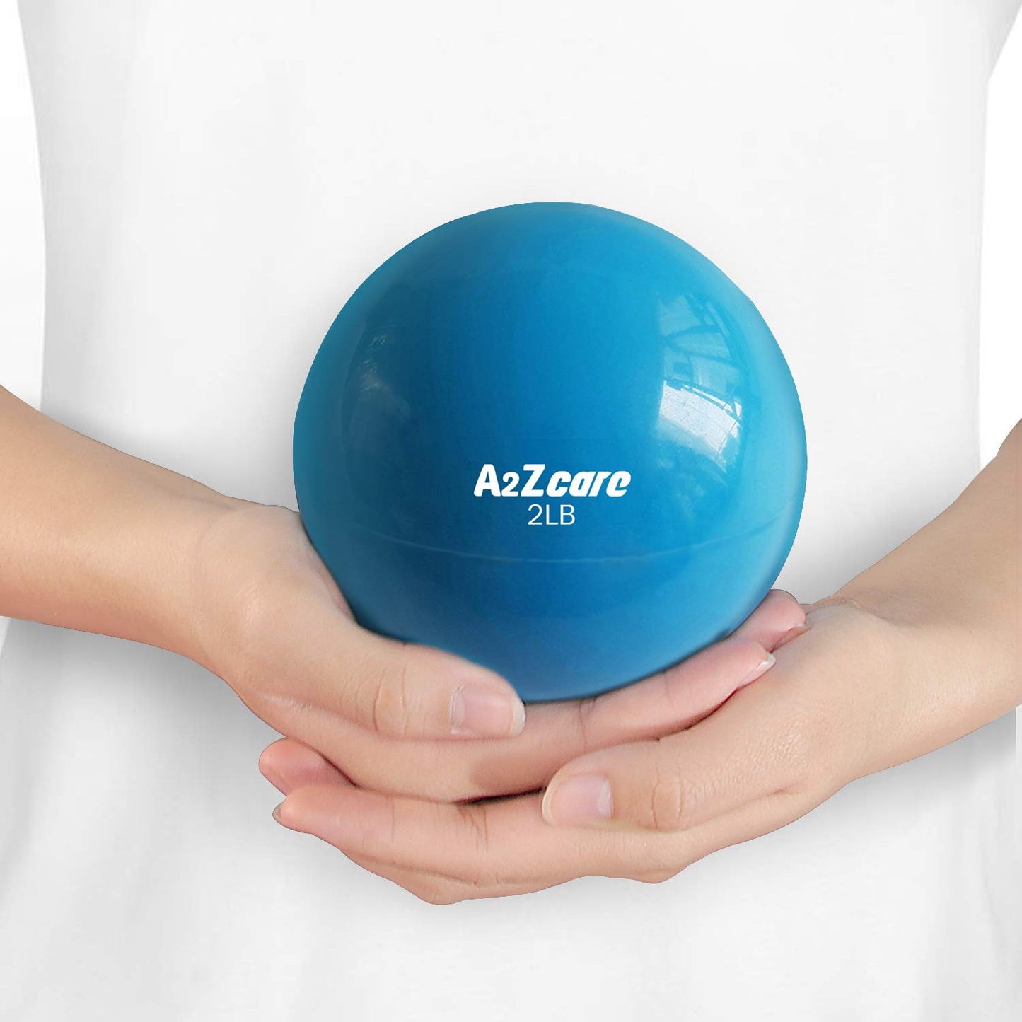 A2ZCARE Toning Ball - Weighted Toning Exercise Ball - Soft Weighted Medicine Ball for Pilates, Yoga, Physical Therapy and Fitness - Blue (2lbs - Pair)