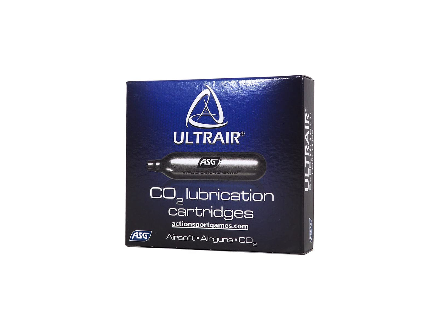 ASG Ultrair 12g CO2 Cartridges | Reliable Power and Precision | CO2 Air Cartridges for BB Pistol, Airsoft Guns, and Airguns, 5 Pack (Lubricated)