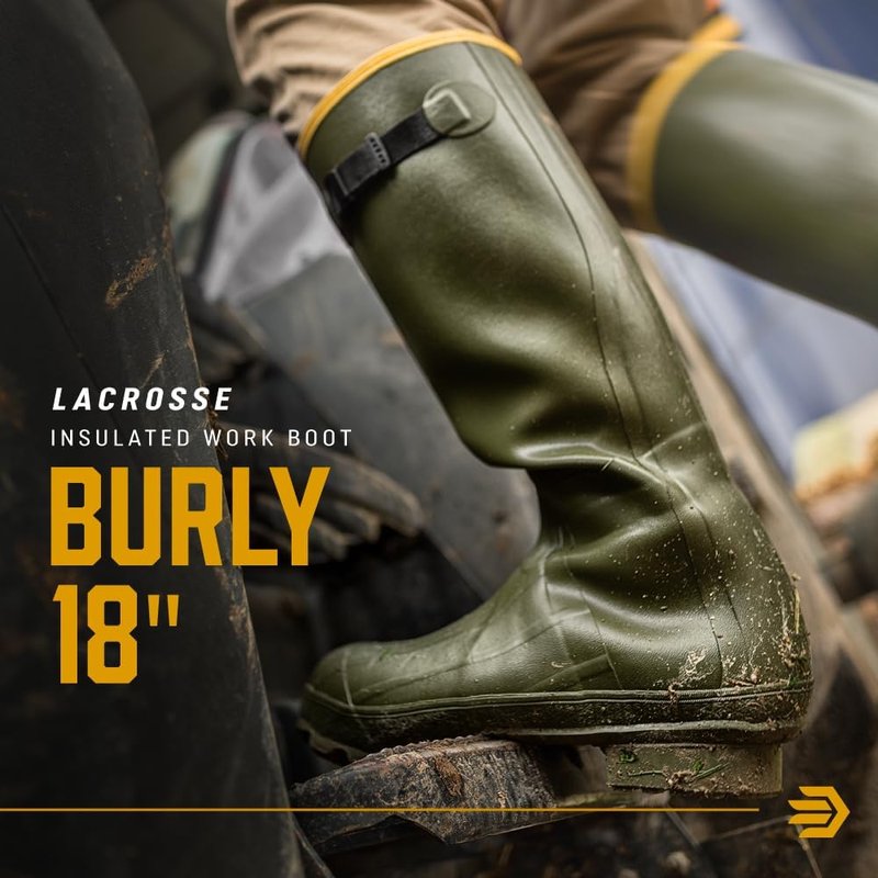 LaCrosse Rubber Hunting Boots - Insulated Waterproof Work Boots for Men - Slip-Resistant Design | Adjustable Top Strap