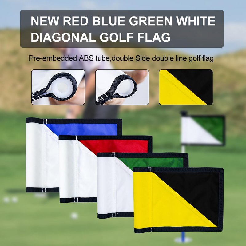 Konday Golf Flagstick 3ft, Flag Hole Cup Set Double-Sided Putting Green Flags for Backyard Putting Green Driving Range Practice Two-Section Design Portable 4 Pack 6 Inch Height Golf Cup