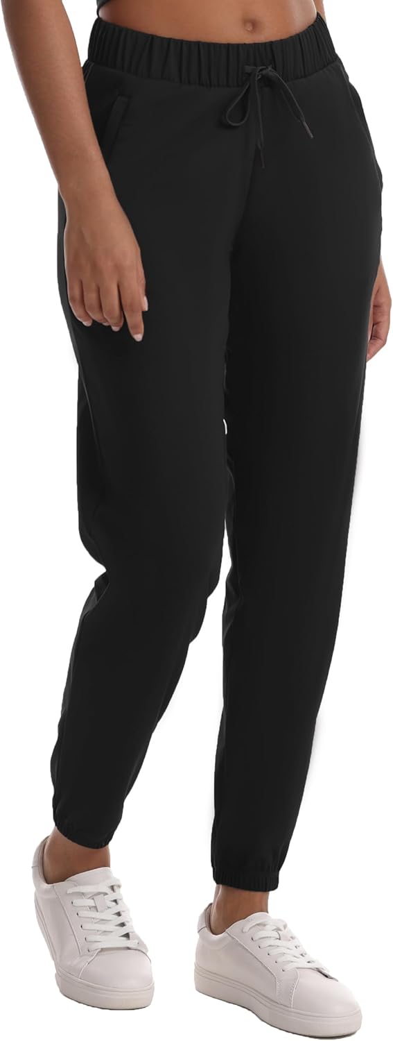 High-Stretch Women's Workout Joggers - Deep Zipper Pockets | Elastic Waist Yoga Pants for Running & Travel