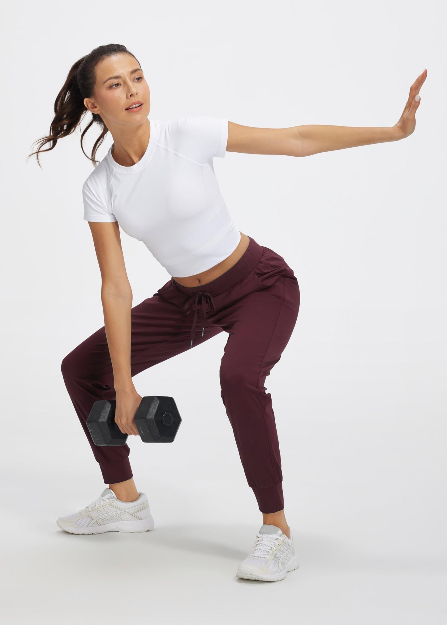 Libin Women's Joggers Pants Athletic Sweatpants with Pockets Running Tapered Casual Pants for Workout,Lounge, Burgundy M