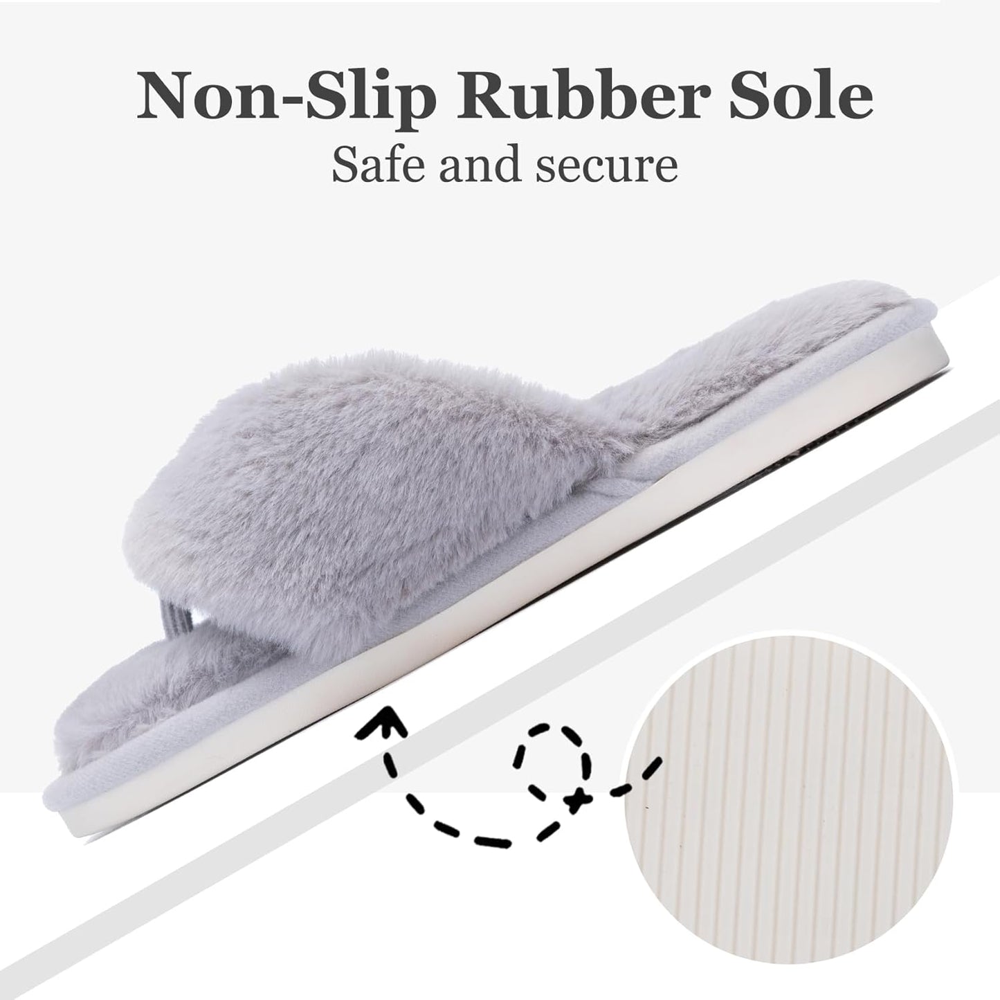 Fluffy House Slippers for Women - Open Toe Memory Foam Flip Flops | Soft Indoor Outdoor Slides