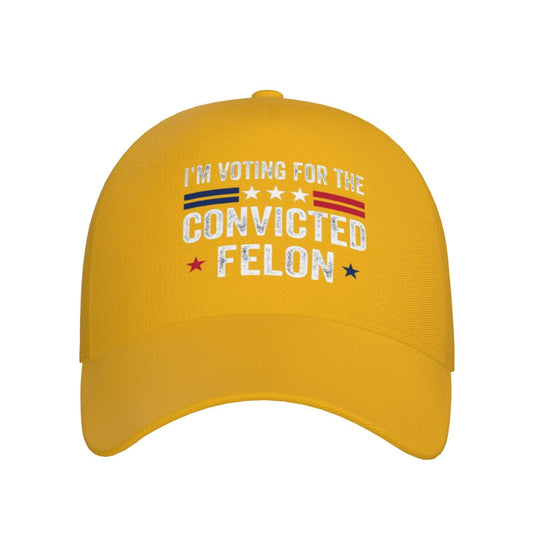 feirel I'm Voting for The Convicted Felon Baseball Caps for Women Men Adjustable Cute Funny Yellow Hats for All Season