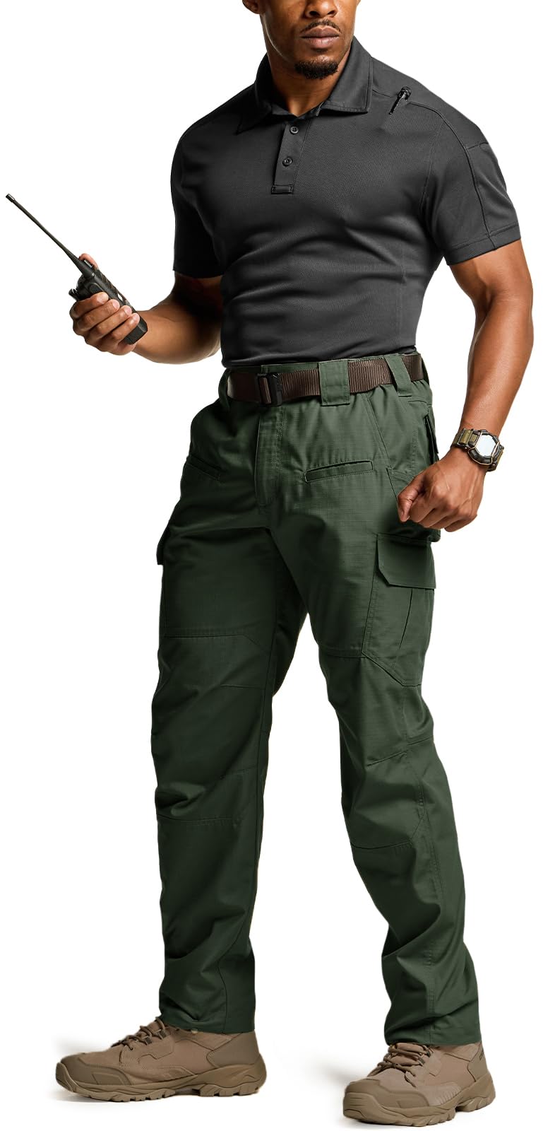 CQR Men's Tactical Pants, Water Resistant Ripstop Cargo Pants, Lightweight EDC Work Hiking Pants, Outdoor Apparel, Raider Green Kelp, 42W x 30L