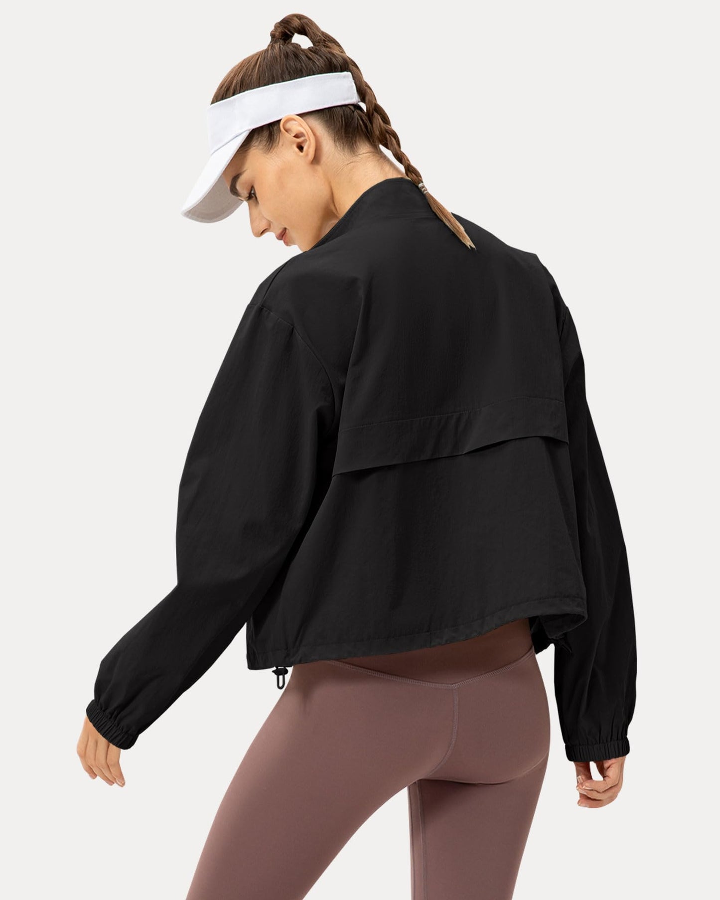 Locachy Women's Lightweight Zip Up Athletic Jacket Stand Collar Windproof Sun Protection Workout Outdoor Jacket Black XL