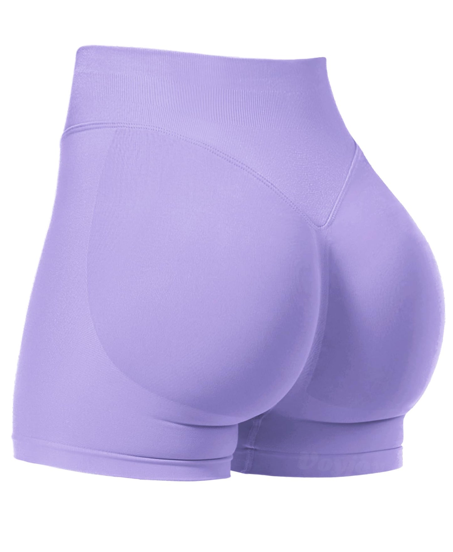 VOYJOY Women Workout Impact Shorts 2.5"/ 3.6"/ 4.5"/ 6" Scrunch Butt Lifting Gym Seamless Booty Biker Shorts Light Purple
