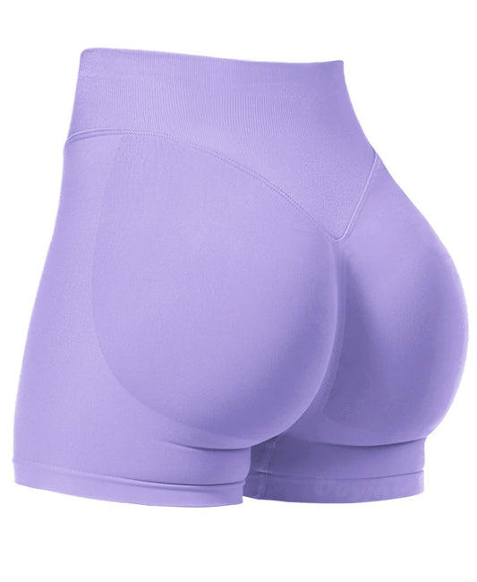 VOYJOY Women Workout Impact Shorts 2.5"/ 3.6"/ 4.5"/ 6" Scrunch Butt Lifting Gym Seamless Booty Biker Shorts Light Purple