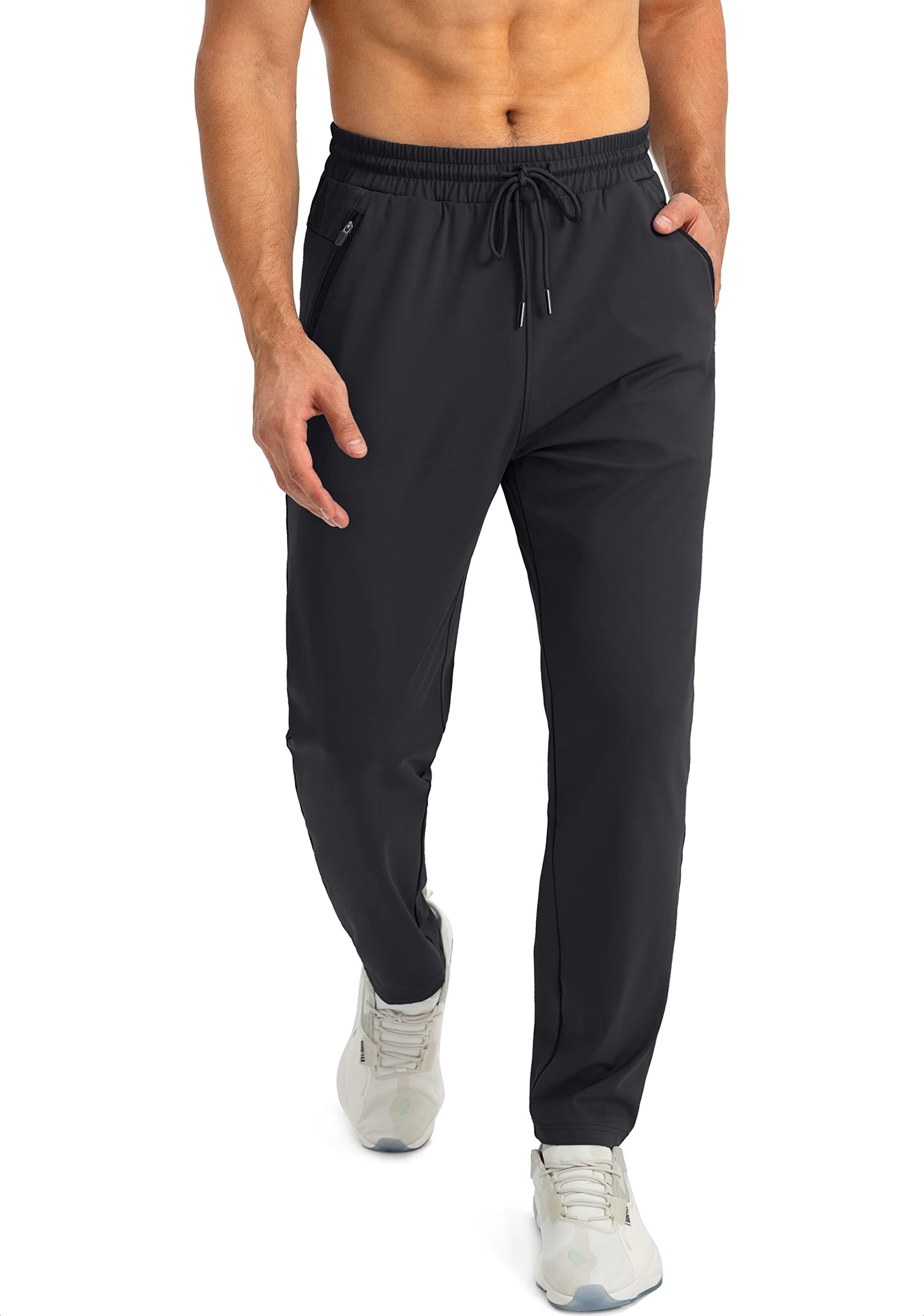 G Gradual Men's Sweatpants with Zipper Pockets Tapered Joggers for Men Athletic Pants for Workout, Jogging, Running (Black, Small)