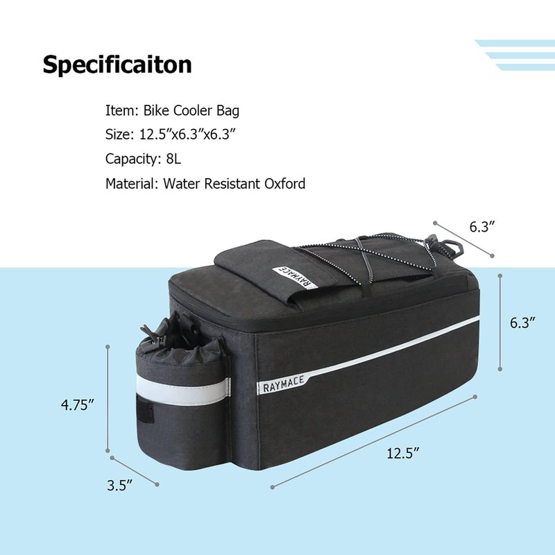 RAYMACE Bike Rear Rack Bag, Bike Trunk Cooler Bag, Bicycle Pannier for Warm or Cold Items