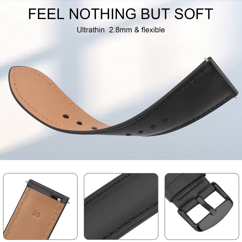 AK Leather Band for Amazfit GTR 4 GTR 3 Pro GTR 3 GTR 2e GTR 2 Amazfit GTR 47mm, 22mm QuickRelease Adjustable Strap with Metal Buckle for Women Men, Soft Replacement Wristband for Amazfit GTR