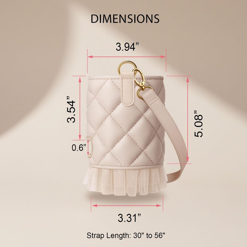 Water Bottle Carrier Bag for Stanley 40 oz Tumbler with Handle, Cute Lace Ruffle Style, Quilted Crossbody Bags with Strap for Teen Girl Gifts Trendy Stuff, Fits Stanley Cup Accessories