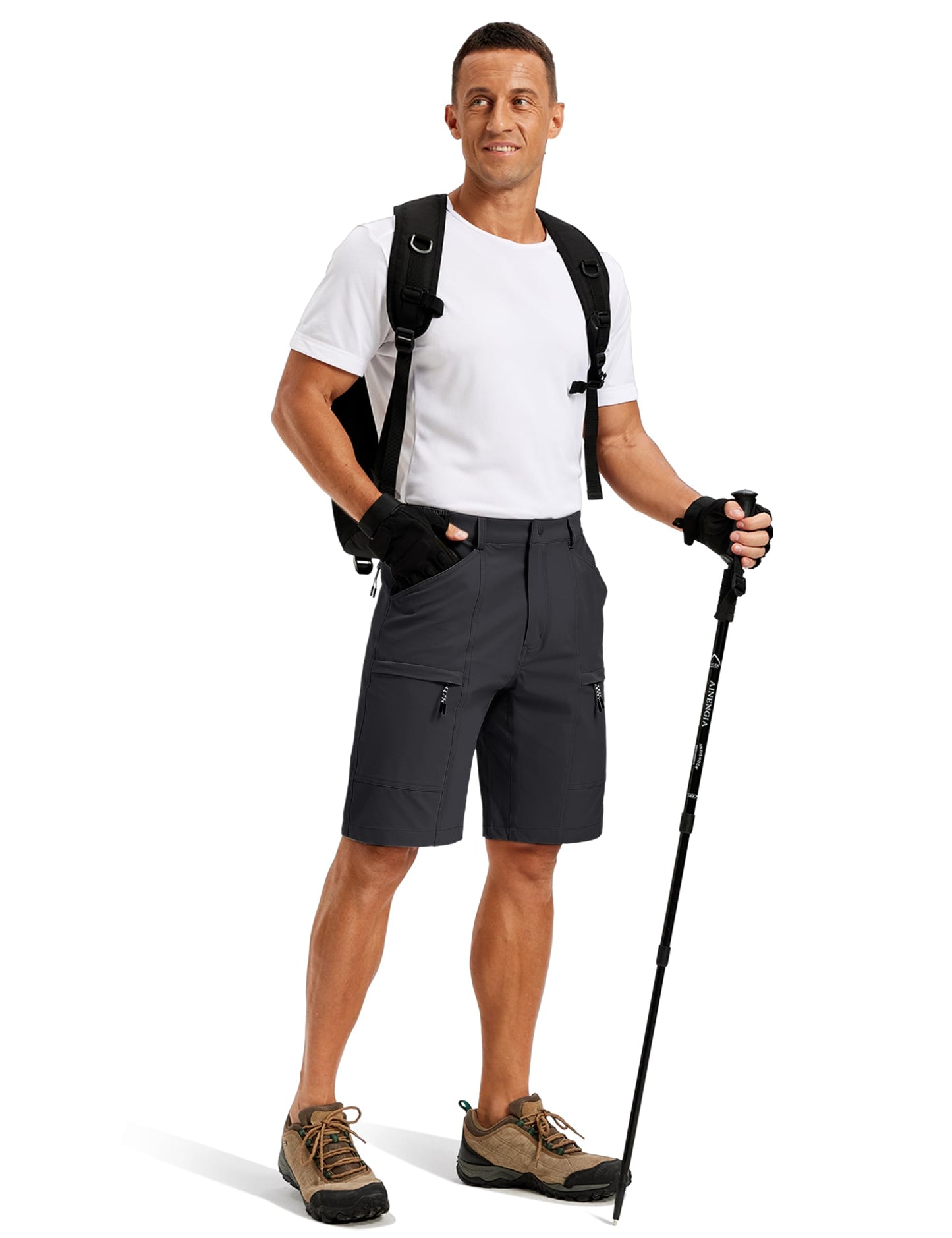 TACVASEN Men's Hiking Cargo Shorts Quick Dry Lightweight Shorts with Zipper Pockets for Casual Golf Travel Work Black 32