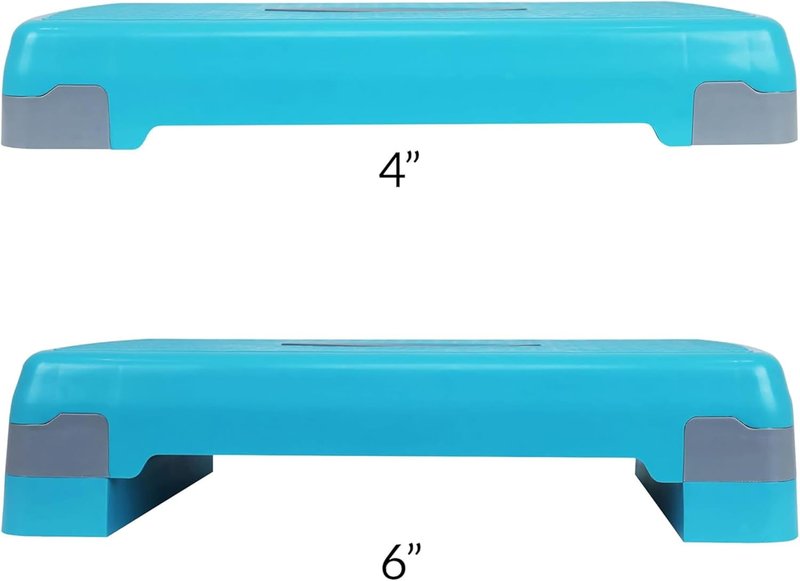 Aerobic Step Platform Trainer - Adjustable 2-Level Risers, 400 lb Capacity | Non-Slip Exercise Stepper