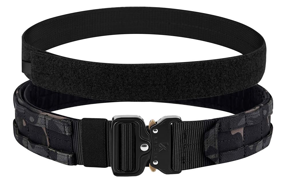KRYDEX Quick Release Rigger MOLLE Belt 1.75 Inch Inner & Outer Tactical Heavy Duty Belt (MCBK, Large)