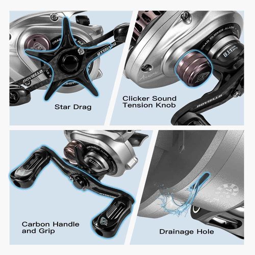 DOVIELLO HICC50 Compact Baitcaster Fishing Reels - 4.7oz Ultra Smooth Fishing Reel with Magnetic Brake, 7.1:1 Speed Ratio and 10+1 Bearing Reels Equipped for Saltwater Outdoor - Left Hand Dual spools