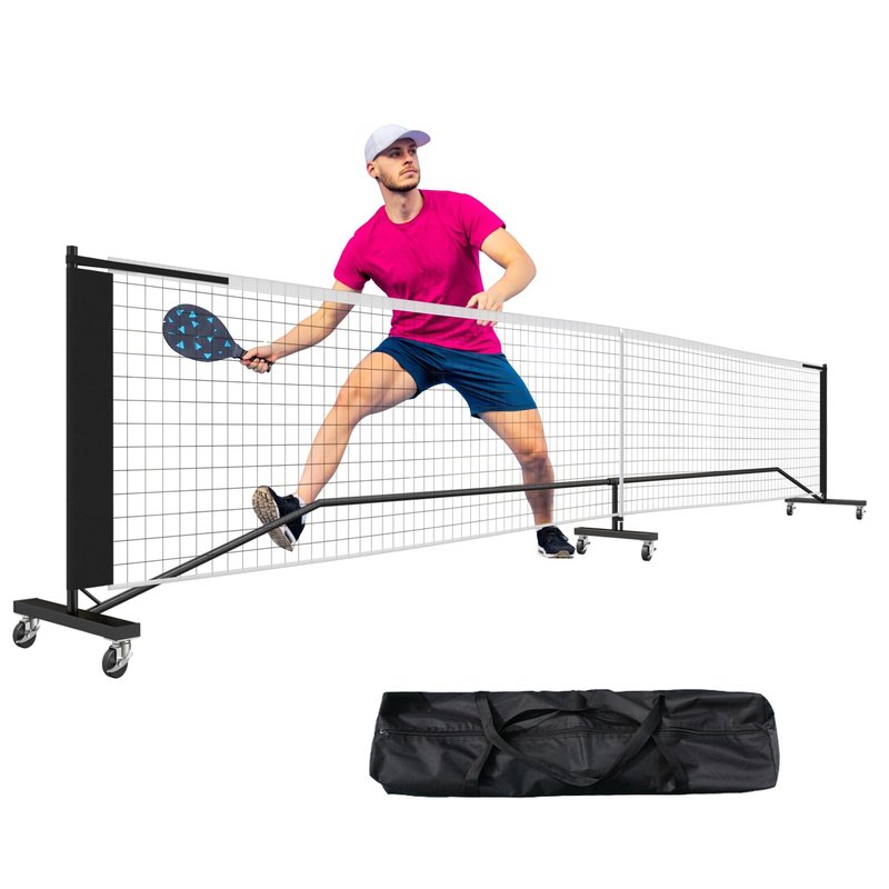 Portable Pickleball Net System, Pickle Ball Set with Wheels for Driveway, Indoor Steady Pickleball Stand with Carrying Bag for Backyards Outdoor, 22 FT USAPA Regulation Size