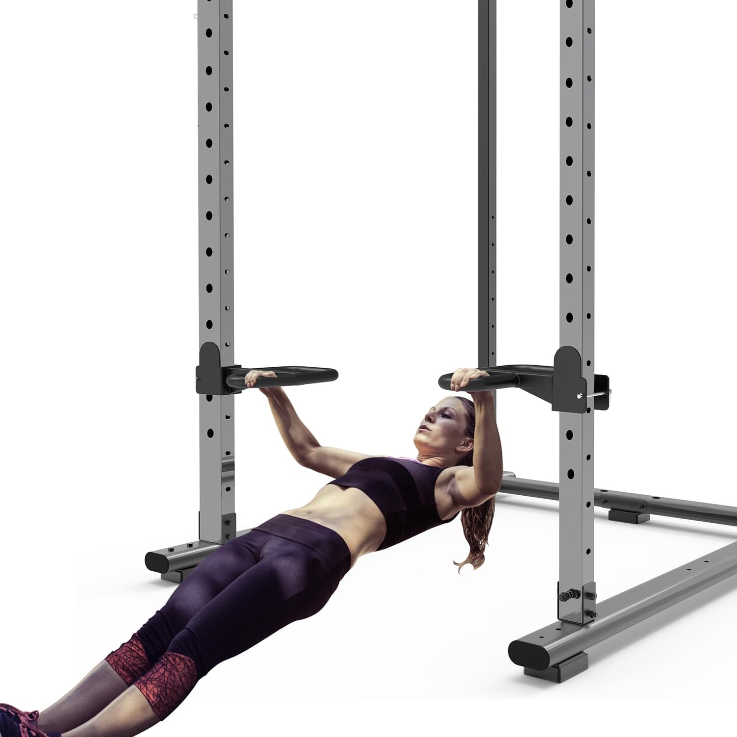 SELEWARE Multi Grip Dip Bar Attachment for 3" x 3" with 5/8" or 1" Hole Power Rack, Wide and Narrow Grip Handles Squat Rack Attachment for Strength Training, 500 lbs Capacity