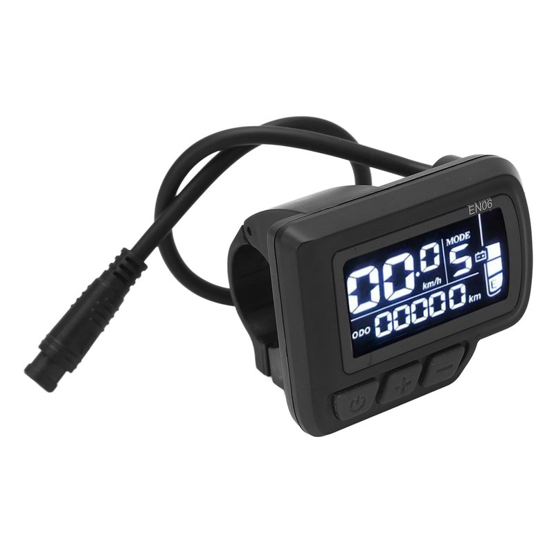 Drfeify EN06 LCD Electric Bike Display Meter with Connector for 22.2mm Handlebar Bike Speed Meter with Light Connector 6pin Wire 24V 36V 48V 60V