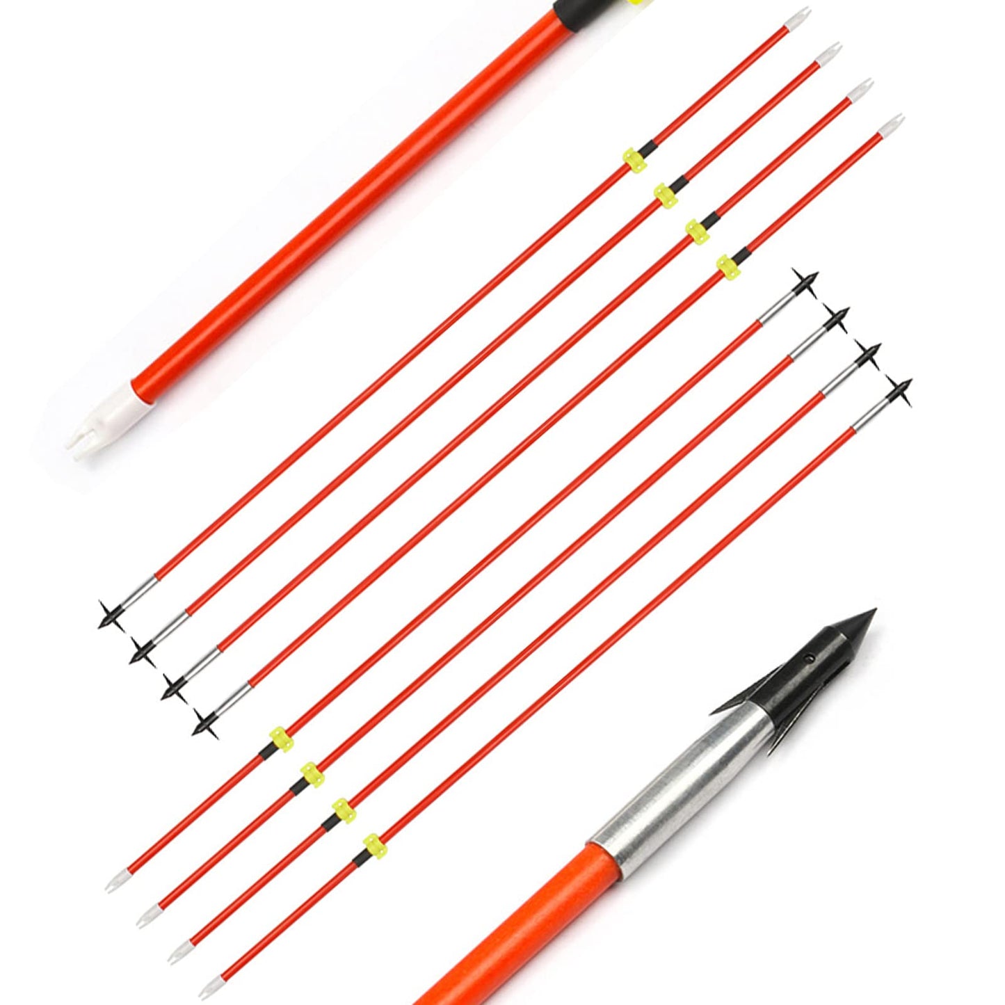 Bow Fishing Reel Kit with Arrows, Bowfishing Tool Accessories, Safety Slides for Compound & Recurve Bows (Orange)