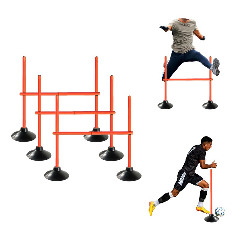 TNZMART 3.3 FT Agility Poles Adjustable Hurdles for Soccer Football Speed Training Equipment Track and Field (3 Groups, Orange)