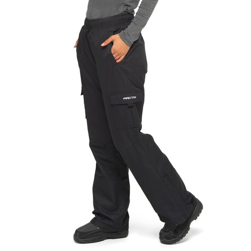 Arctix Women's Lumi Pull Over Fleece Lined Cargo Snow Pants, Black, X-Large Short
