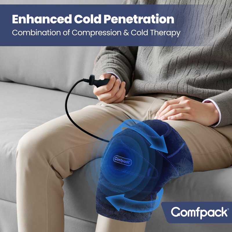 Comfpack Large Ice Pack for Back Pain Relief with Compression Air Pump, Lumbar Support Brace with Hot Cold Therapy Gel Pack for Sciatica, Coccyx, Scoliosis Herniated Disc, Spine Surgery