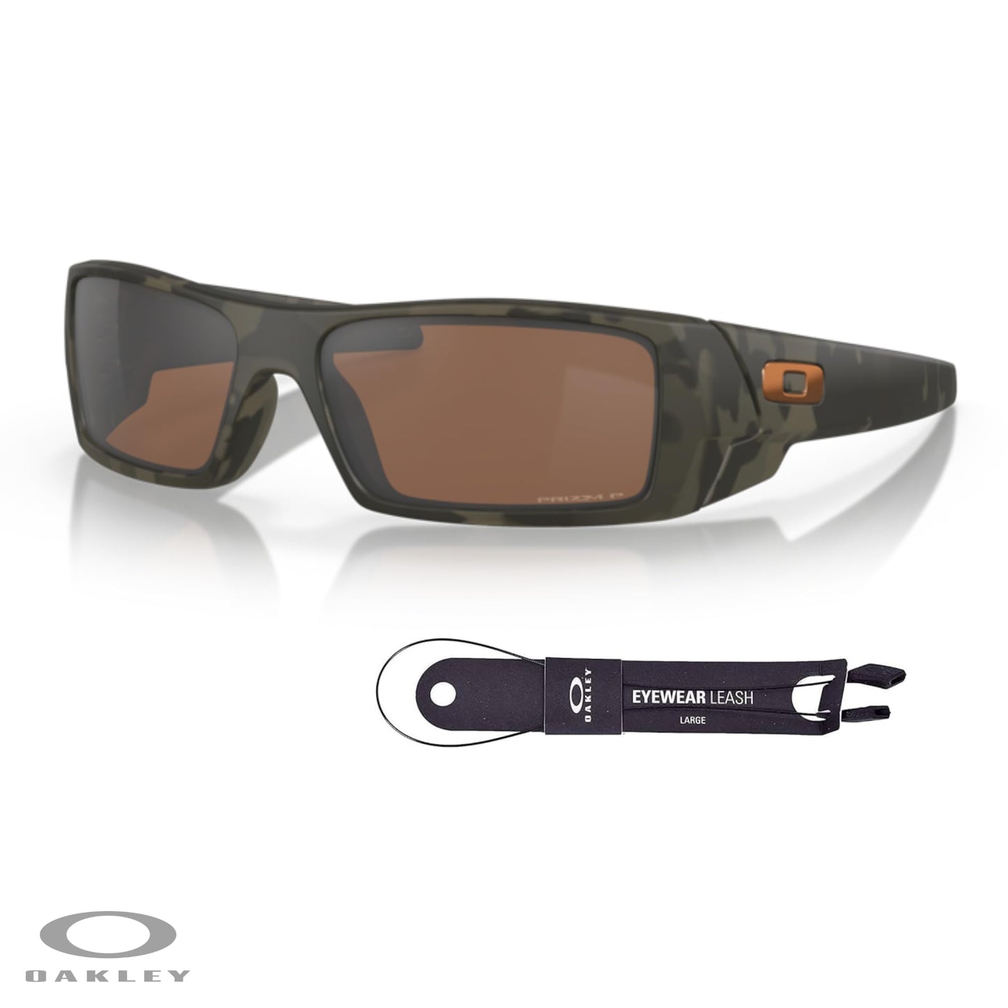 Oakley Gascan OO9014 Matte Camo/Prizm Tungsten Polarized Sunglasses Leash + BUNDLE with Designer iWear Eyewear Kit