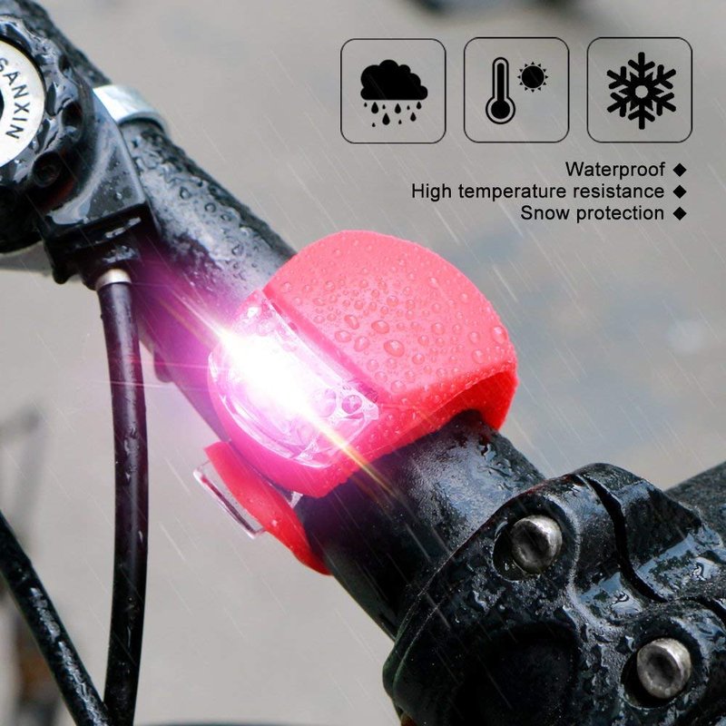 Bestlsy Set of 6 Bike Lights Front and Back, LED Clip-On Silicon Bicycle Lights with Waterproof Silicone Housing, Multi-Purpose Water Resistant Headlight