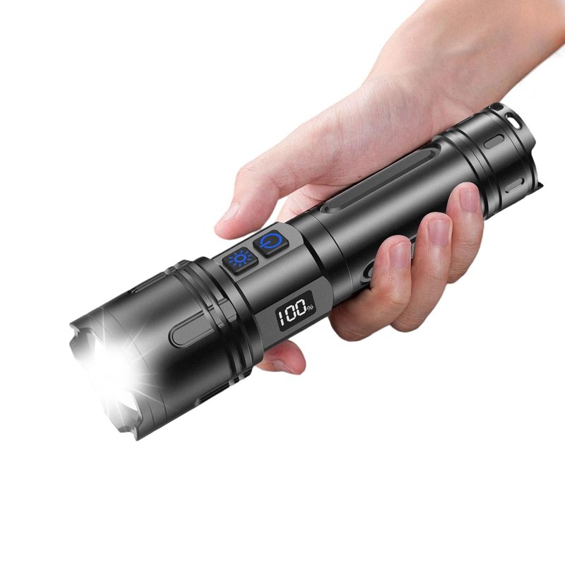 Relybo Rechargeable Flashlights High Lumens, LED Flashlight 100000 Lumens, Super Bright High Powered Flashlights, Long Rang 5000 FT, 2 Switch, Powerful Flashlights for Home Emergency Camping