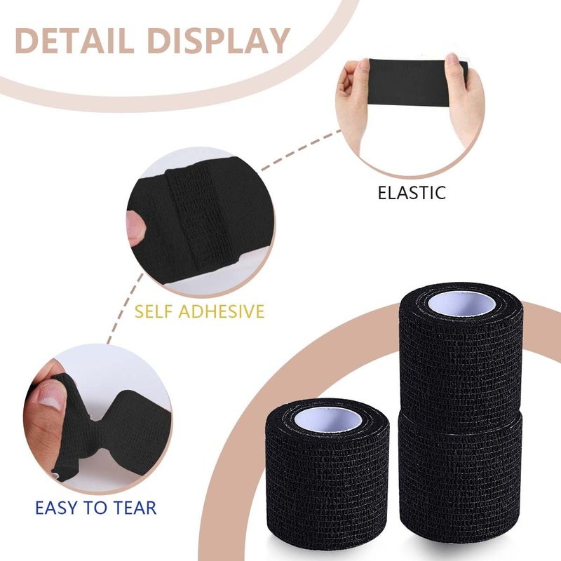 KISEER 30 Pack 2 Inch x 5 Yards Black Self Adhesive Bandage Breathable Cohesive Bandage Wrap Rolls Elastic Self-Adherent Tape for Stretch Athletic, Sports, Wrist, Ankle
