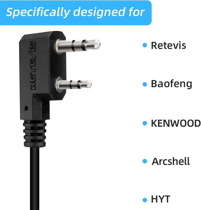 Adjustable Walkie Talkie Earpiece with Mic - D Shape Earhook for RT22, RT68, H-777 | 6 Pack
