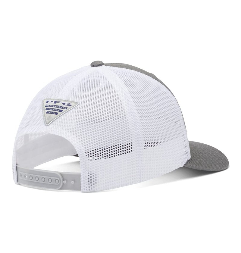 Columbia Unisex Unisex PFG Fish Flag Mesh Snap Back Hat, Titanium/White, One Size