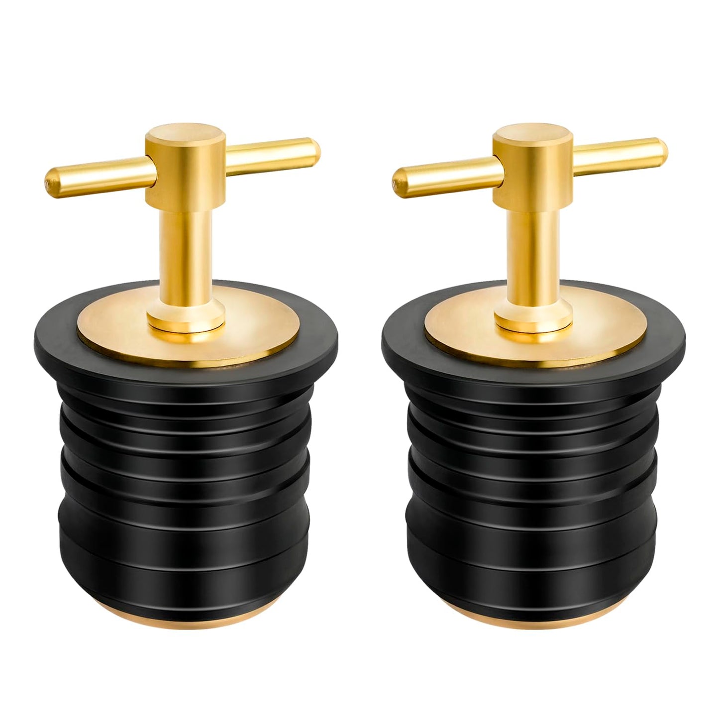 Young Marine T-Handle Drain Plug, for 1-Inch Diameter Drains, Brass Handle, Rubber Plug (1-1/4 inch)