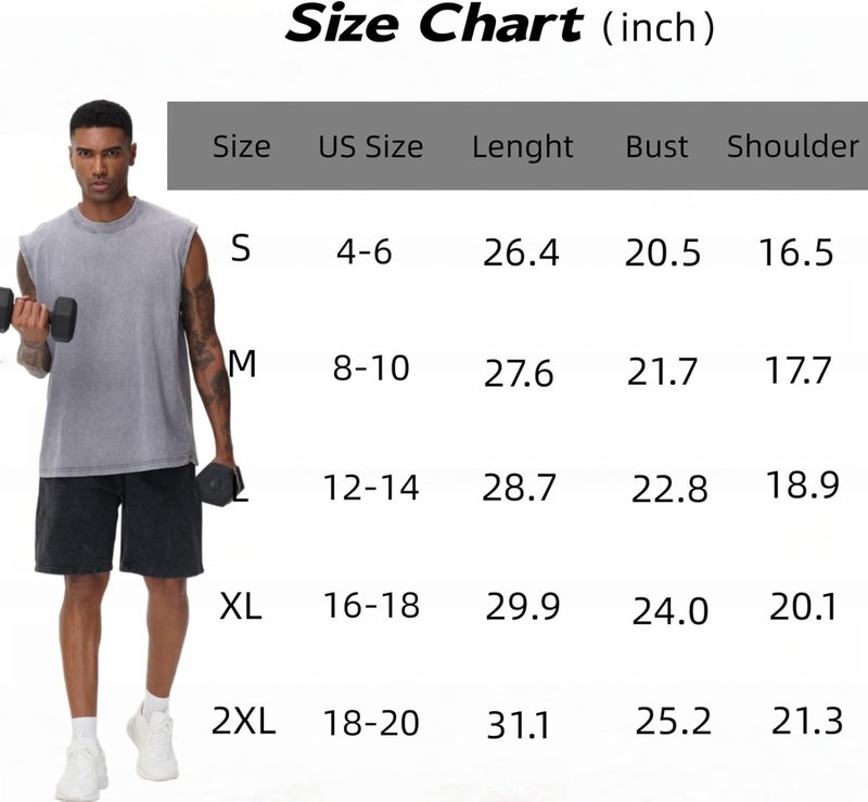 Men's Sleeveless Workout Tank Top - Acid Wash Muscle Tee for Gym & Running | Loose Fit